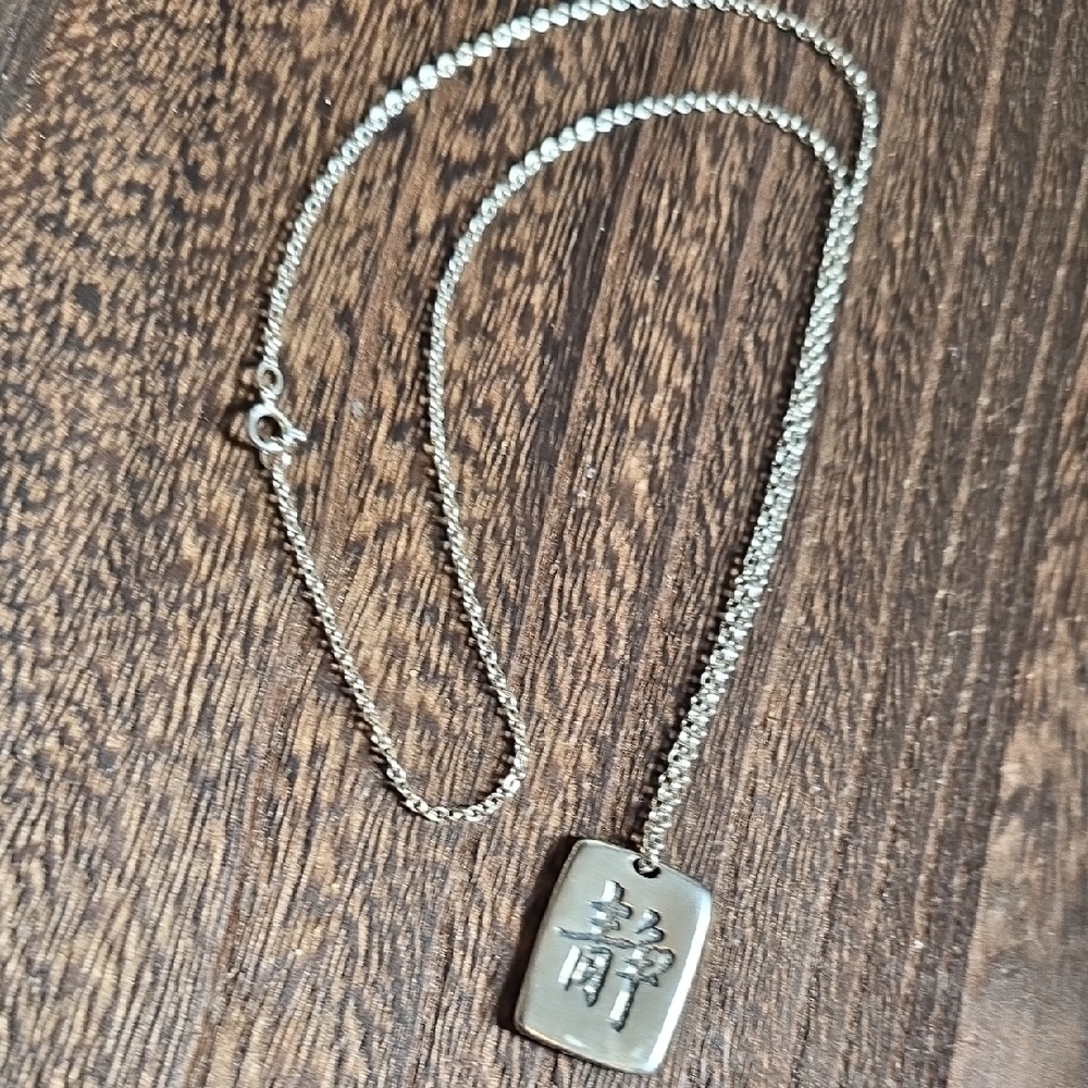 Sterling Silver Rectangular Pendant Necklace With… - image 5